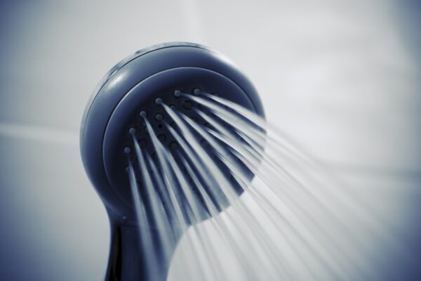Water from shower head